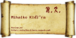 Mihalko Klára névjegykártya